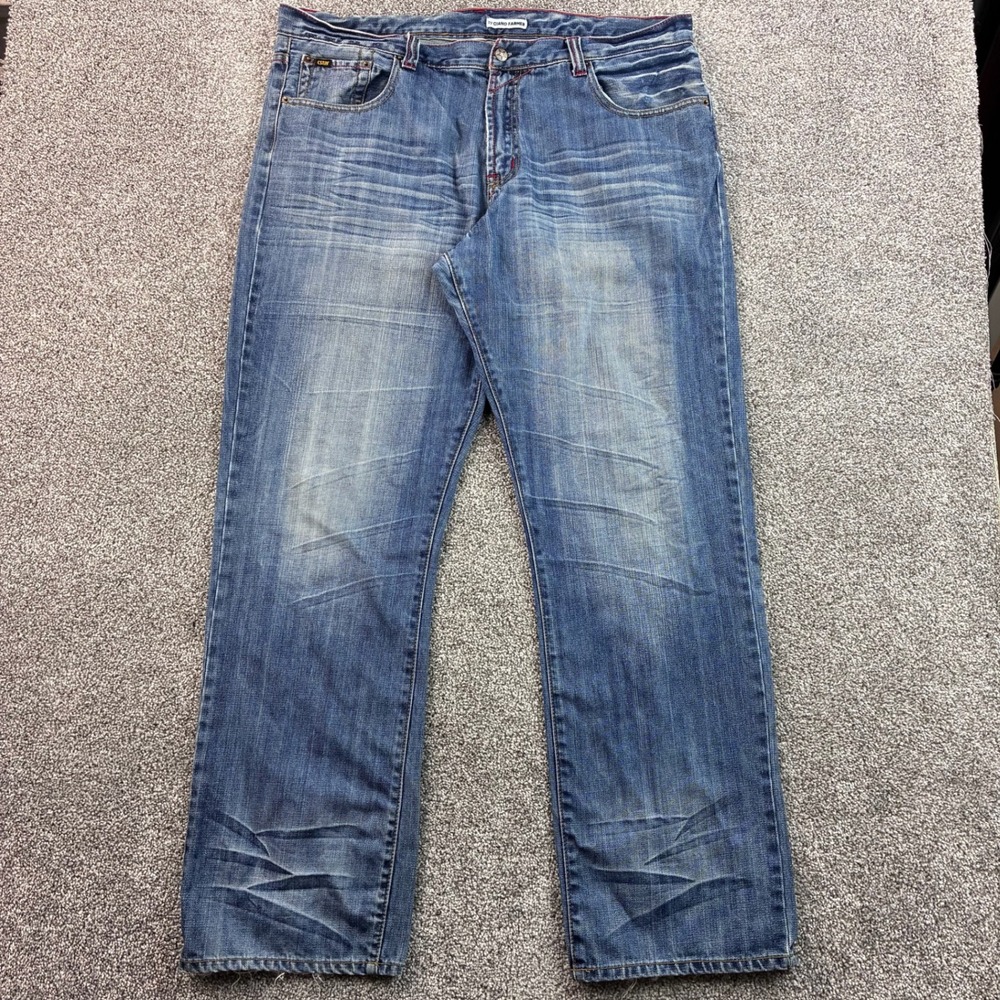 Y2K Cstar Jeans Mens 40x34 Blue Cotton Straight Leg Distressed Whiskered